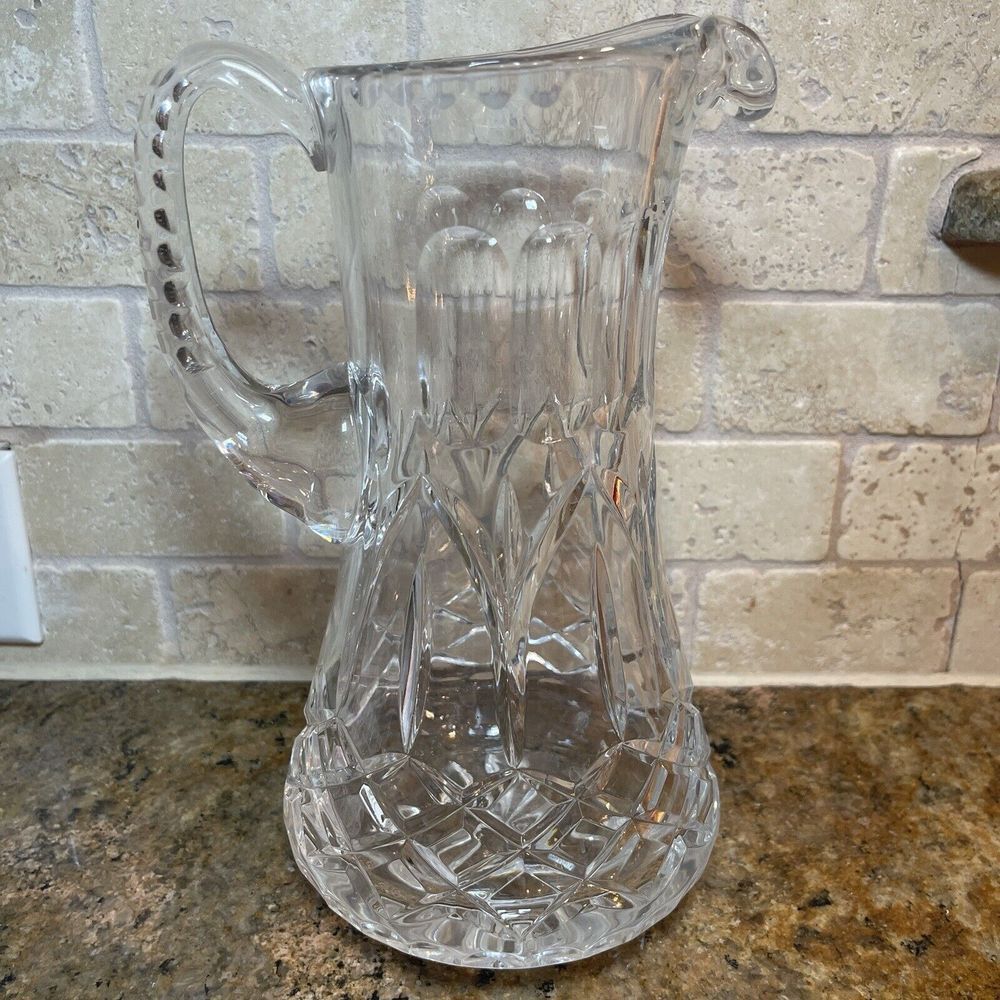 Drink Pitcher American Brilliant Period Cut Crystal Glass‎ 9 Inch Tall Geometric - Picture 3 of 7